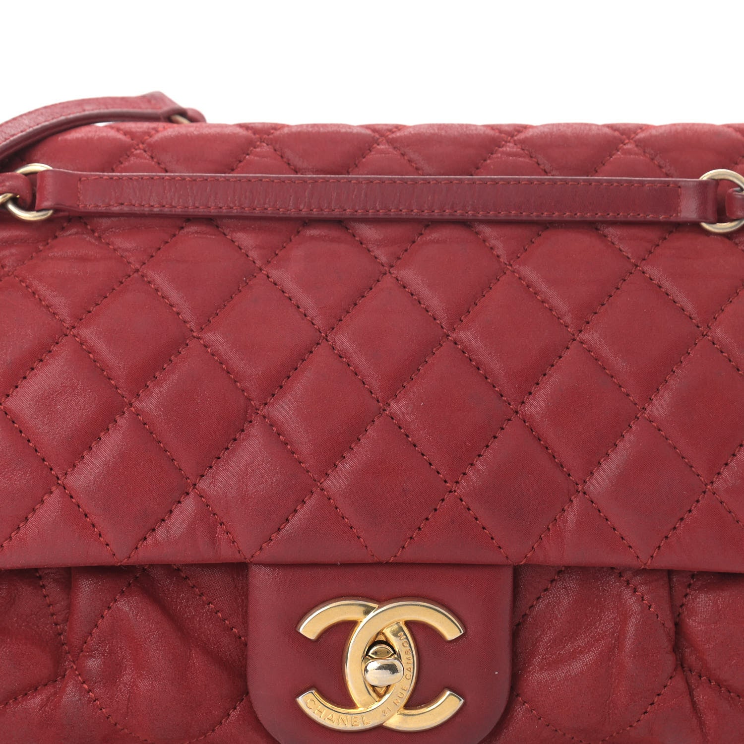 Chanel Iridescent Calfskin Large Chic Quilt Flap Red 8 of 11