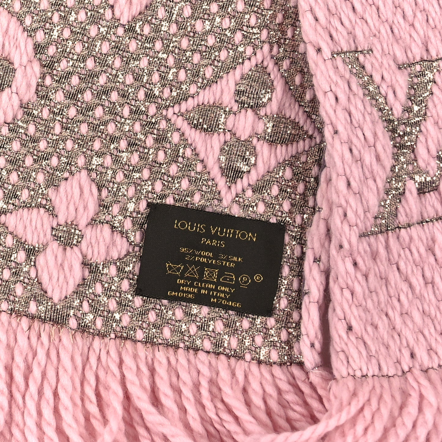 Wool Silk Logomania Shine Scarf Pink