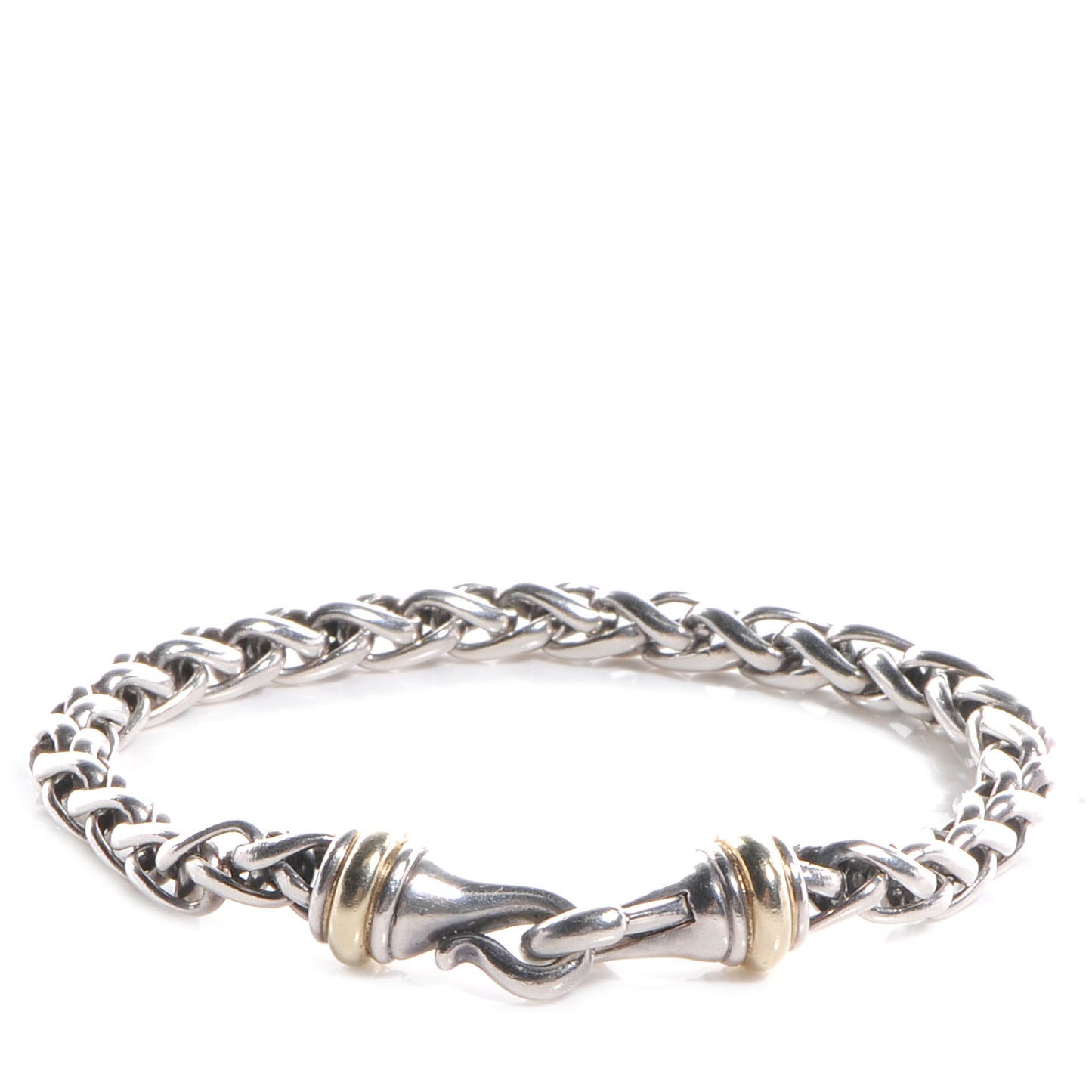 Sterling Silver 14K Yellow Gold 6mm Wheat Chain Bracelet