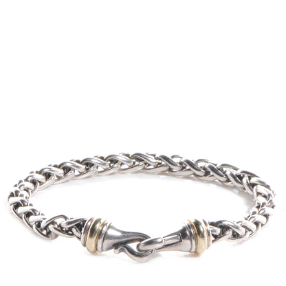 David Yurman Sterling Silver 14K Yellow Gold 6mm Wheat Chain Bracelet 1 of 5