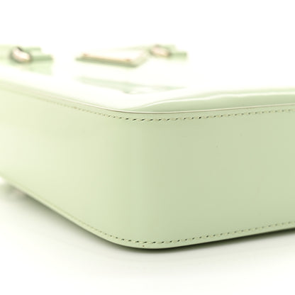 Prada Spazzolato Metal Triangle Logo Small Double Handle Crossbody Tote Acqua 9 of 11
