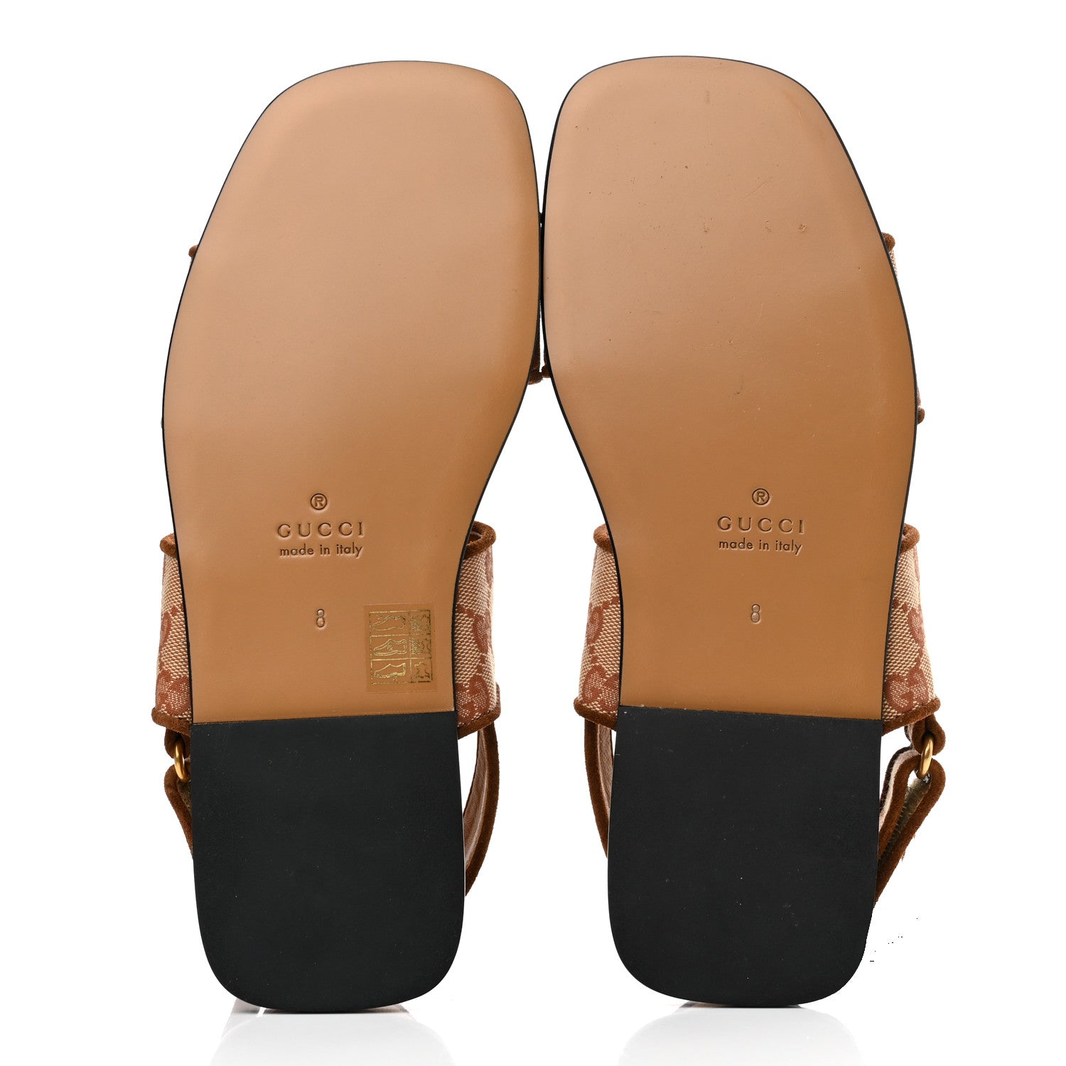 Gucci Canvas GG Monogram Mens Slingback Flat Sandals 8 Beige Ruggine Cuir 5 of 8