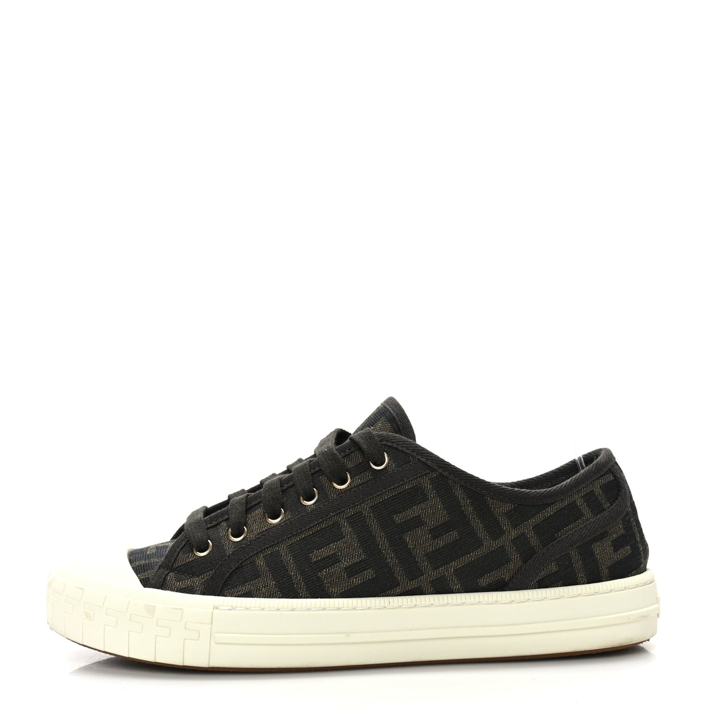 Fabric Jacquard FF Womens Domino Low Top Sneakers 40 Tobacco