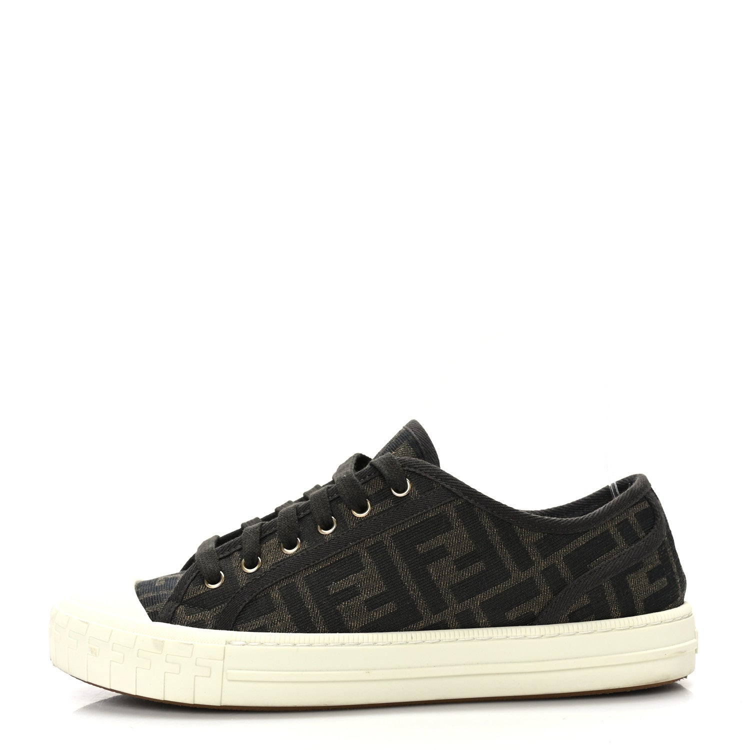 Fendi Fabric Jacquard FF Womens Domino Low Top Sneakers 40 Tobacco 1 of 8