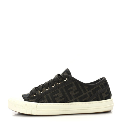 Fendi Fabric Jacquard FF Womens Domino Low Top Sneakers 40 Tobacco 1 of 8