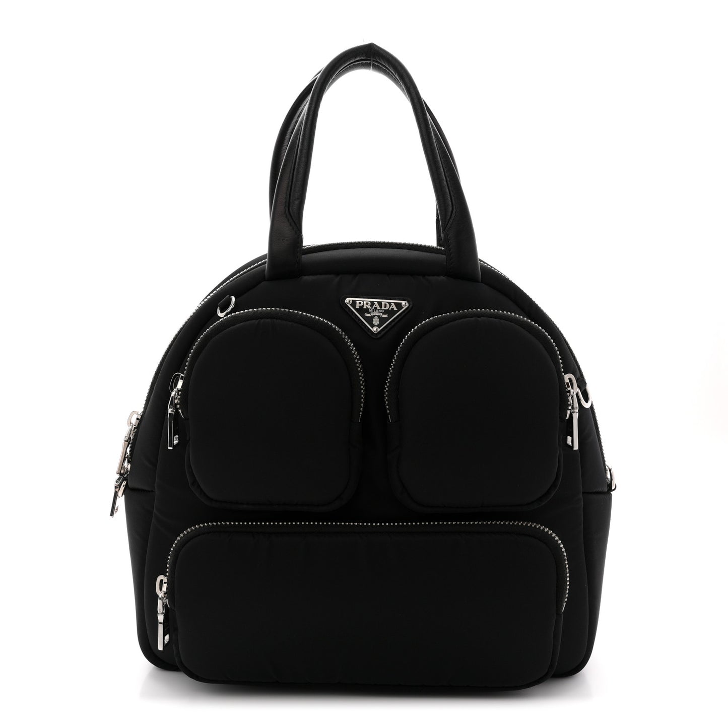 Tessuto Nylon Pocket Cargo Top Handle Bag Black Fuoco