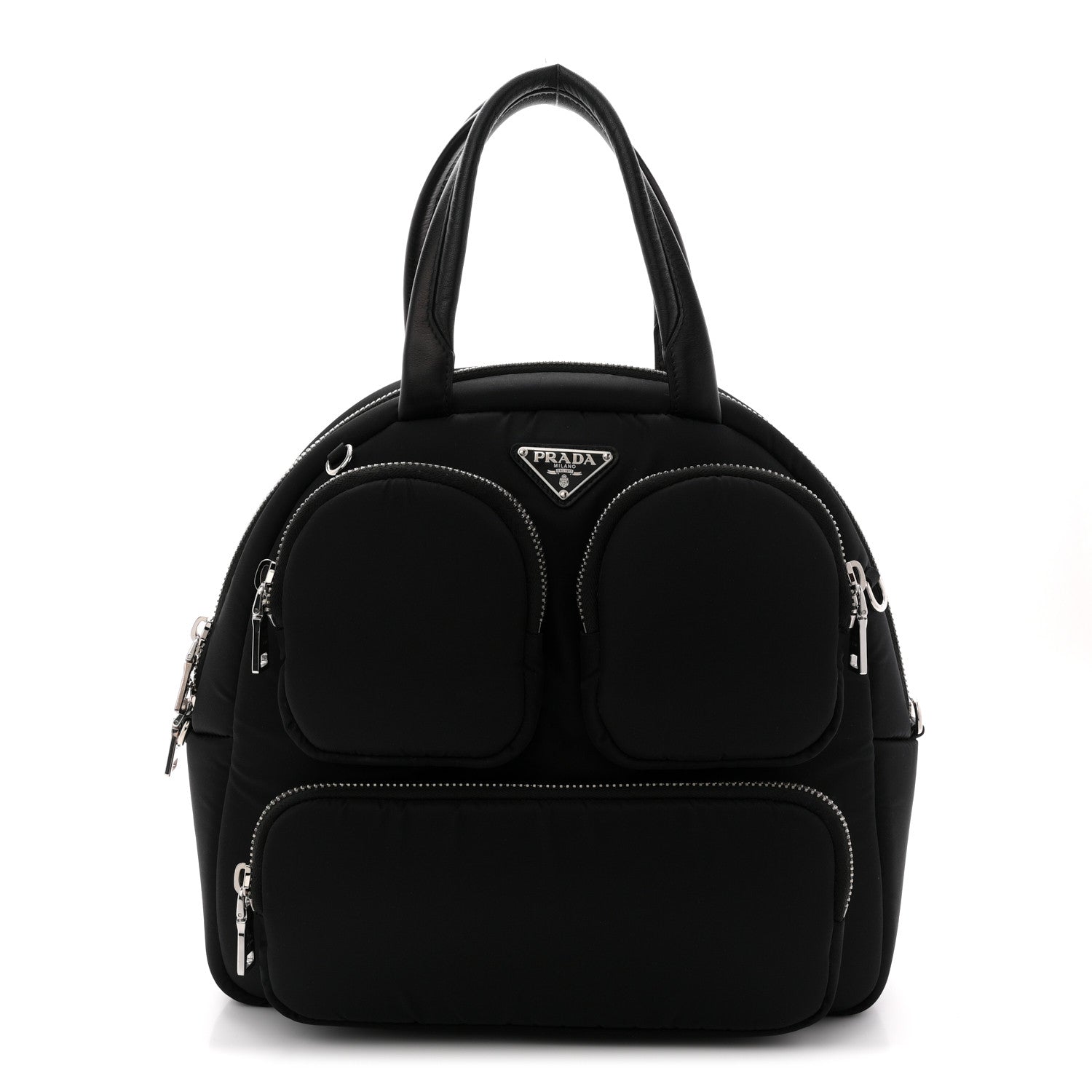 Prada Tessuto Nylon Pocket Cargo Top Handle Bag Black Fuoco 1 of 10