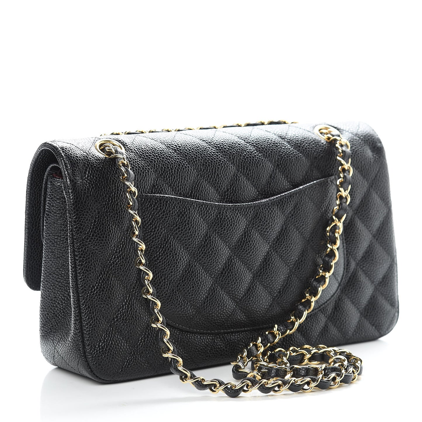 Caviar Quilted Medium Double Flap Black