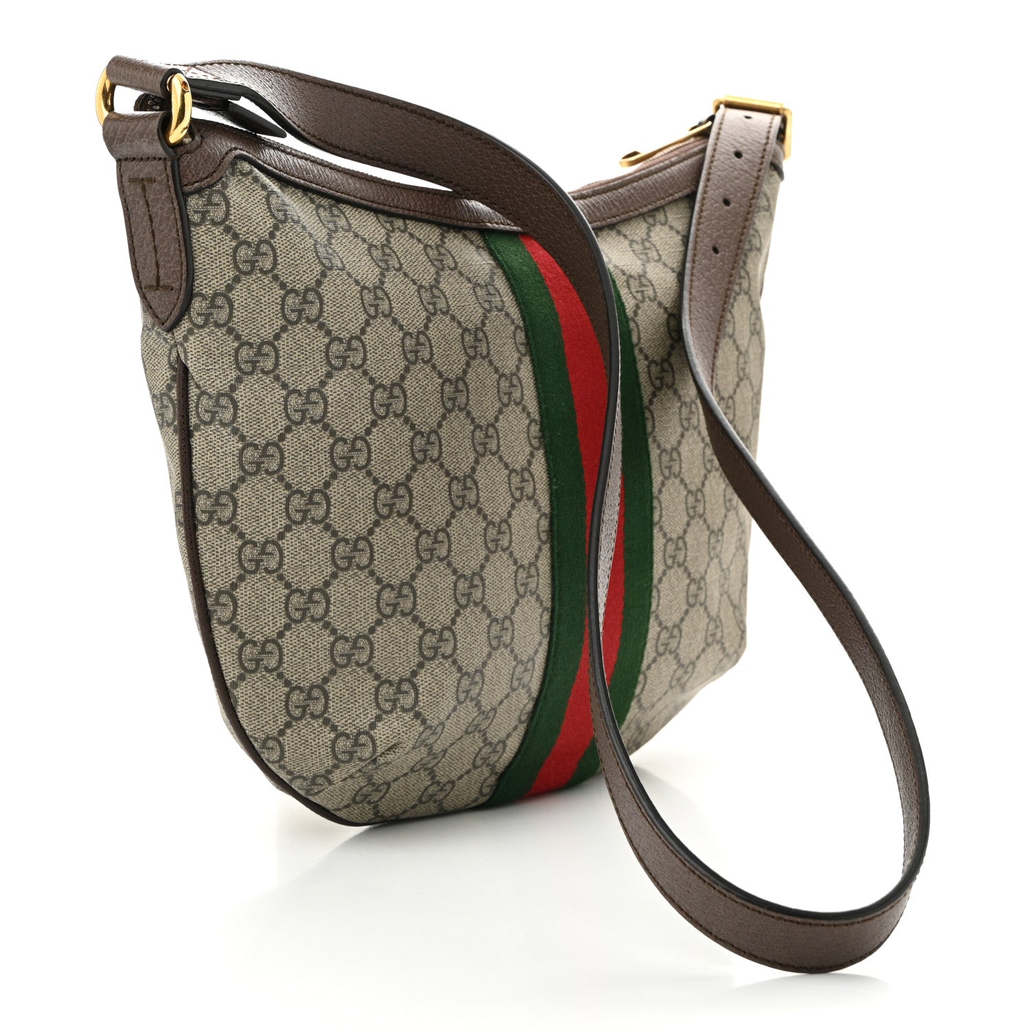 Gucci GG Supreme Monogram Web Small Ophidia Half Moon Hobo Brown 3 of 11
