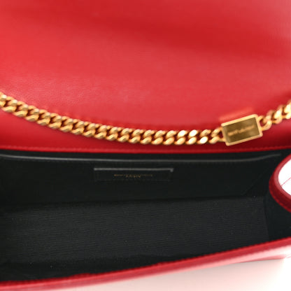 Saint Laurent Grain De Poudre Medium Monogram Kate Satchel Rouge Eros 6 of 11