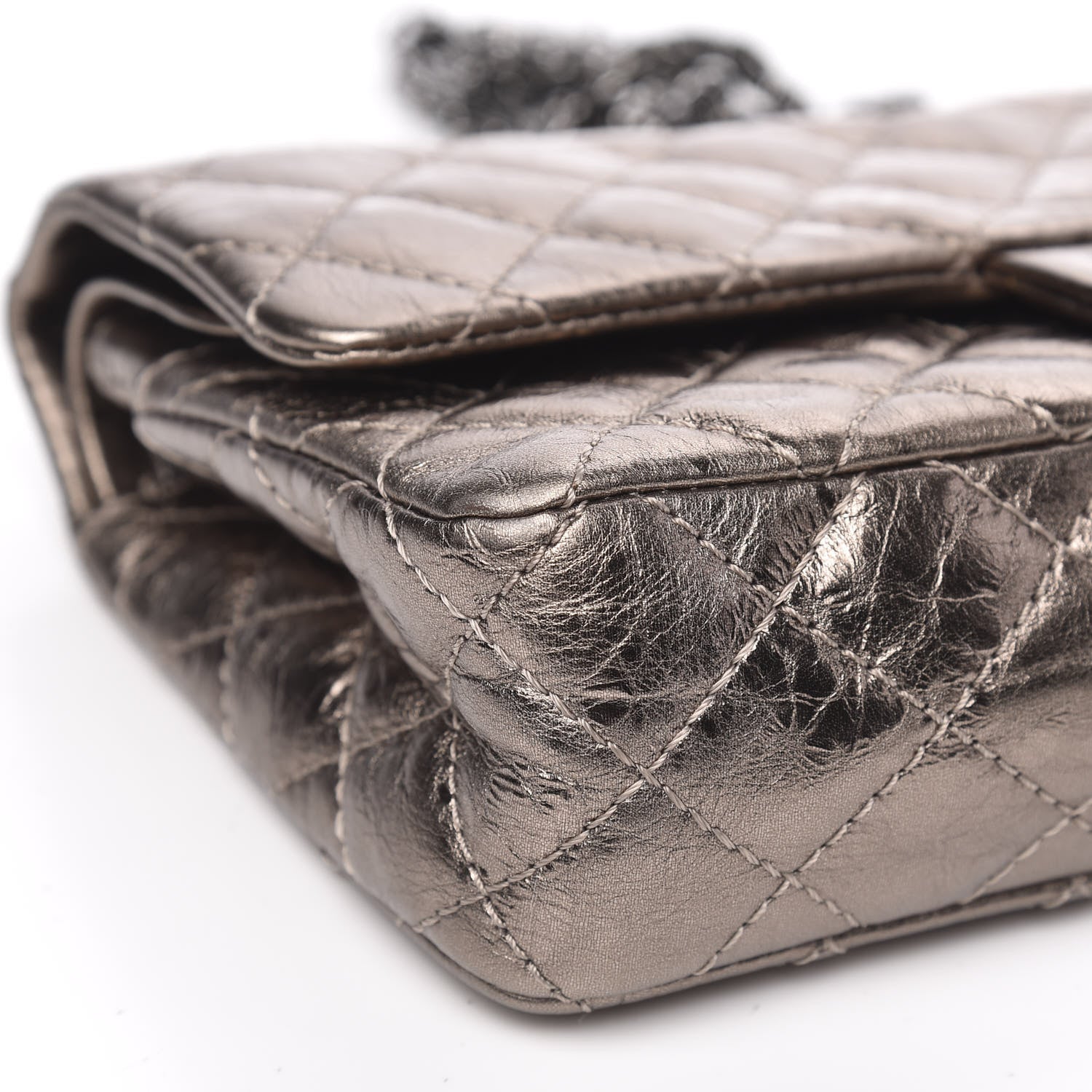 Chanel Metallic Aged Calfskin 2.55 Reissue 225 Flap Dark Silver 8 of 12