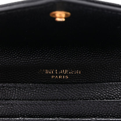 Saint Laurent Grain De Poudre Mixed Matelasse Triquilt Monogram Compact Tri Fold Wallet Black 6 of 7