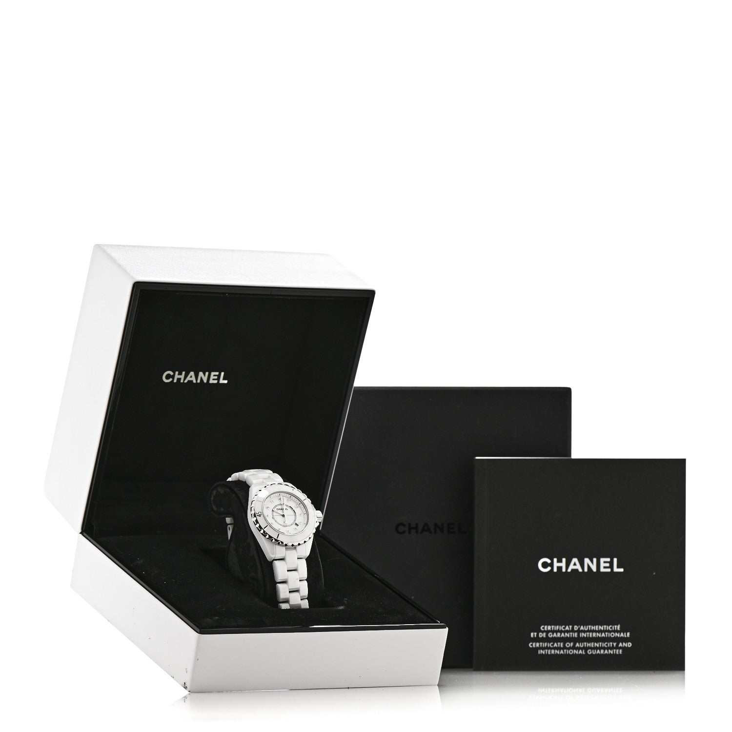Chanel Stainless Steel Ceramic Diamond 33mm J12 Quartz Watch White 5 of 5