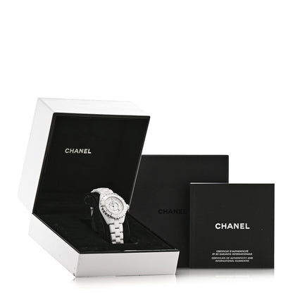 Chanel Stainless Steel Ceramic Diamond 33mm J12 Quartz Watch White 5 of 5