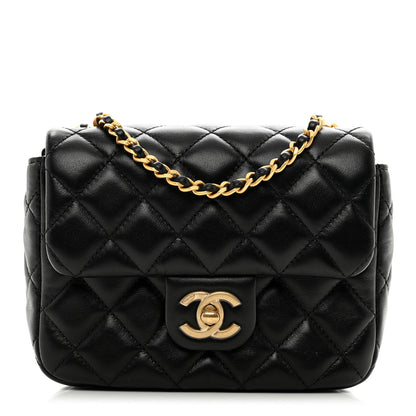 Chanel Lambskin Enamel Quilted Mini Coco Hearts Square Flap Black 1 of 10