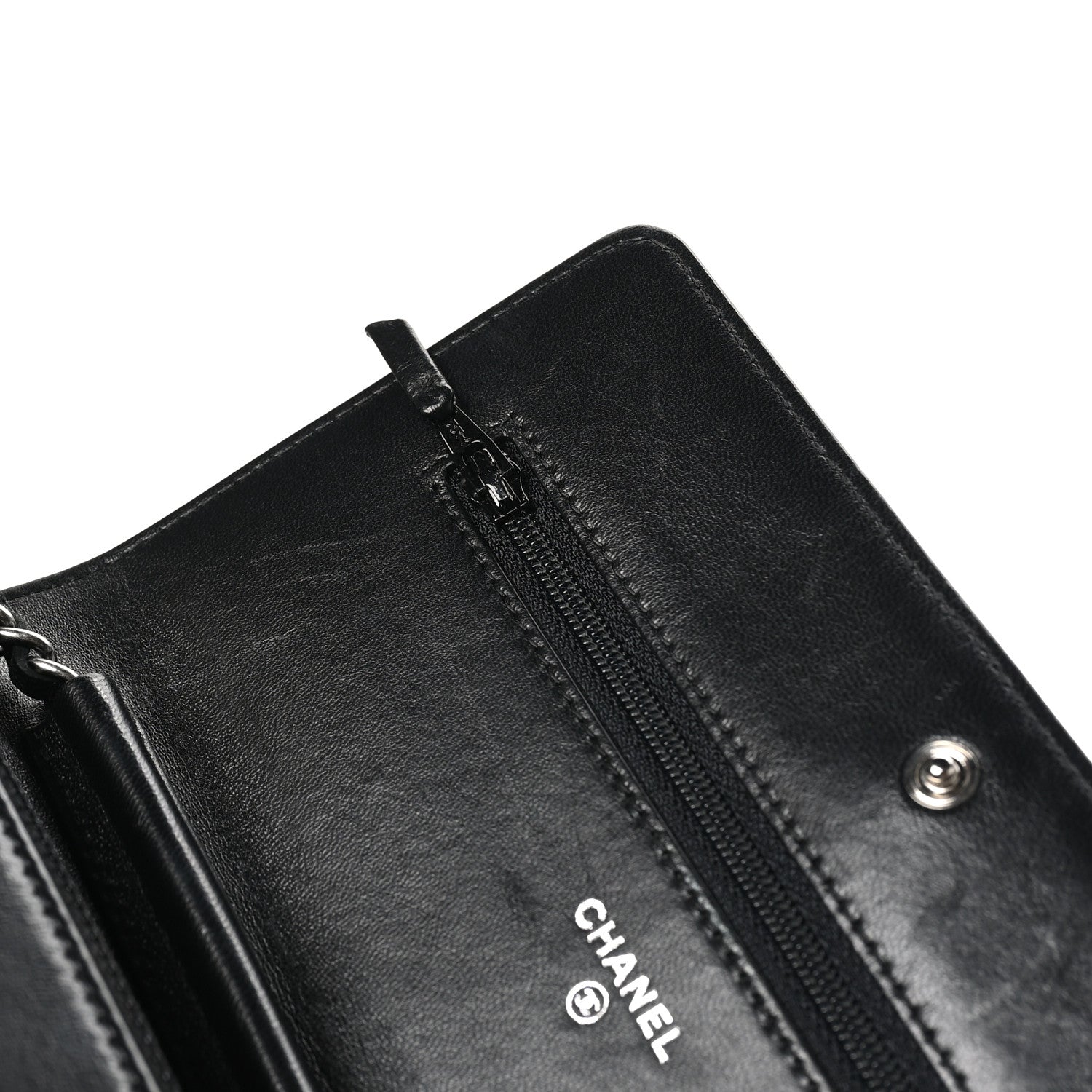 Chanel Lambskin Quilted Boy Wallet On Chain WOC Black 12 of 13