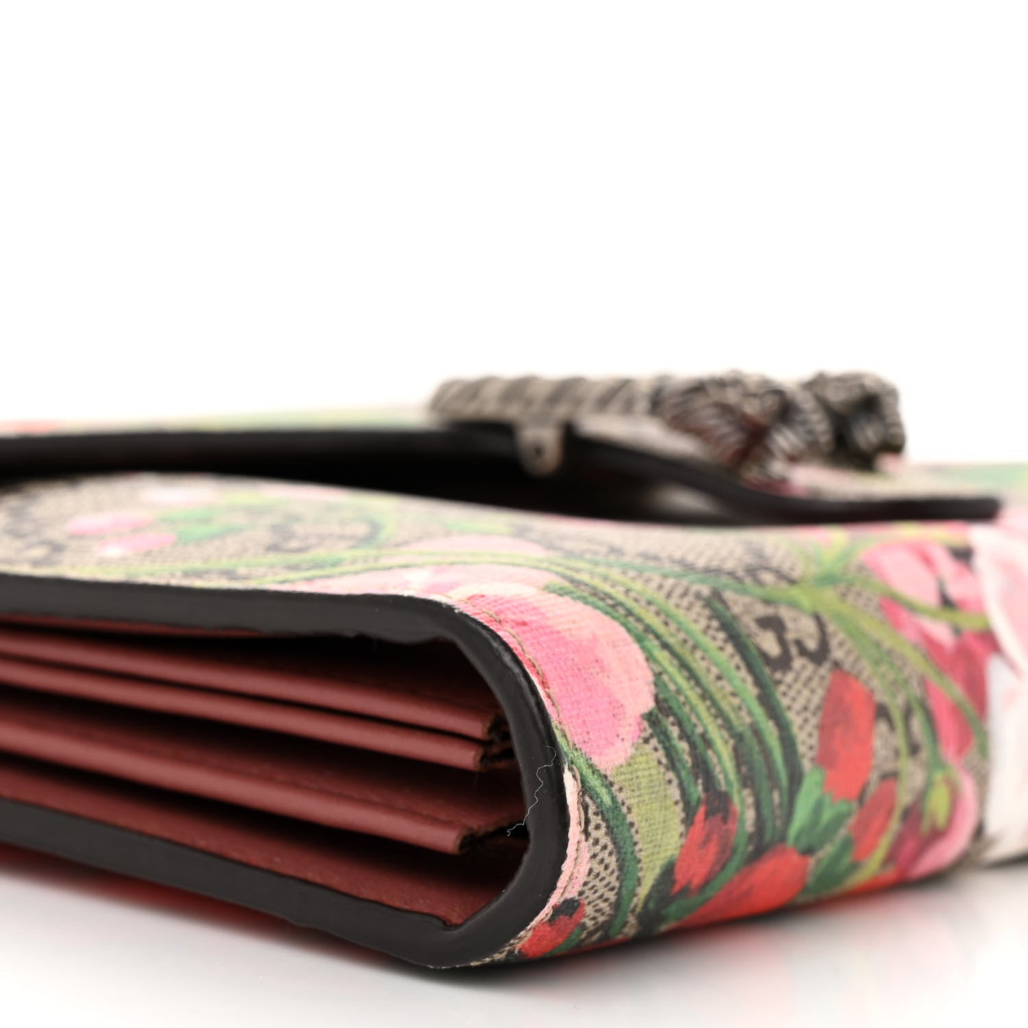 Gucci GG Supreme Monogram Blooms Mini Dionysus Chain Wallet Beige Multicolor Dry Rose 9 of 12