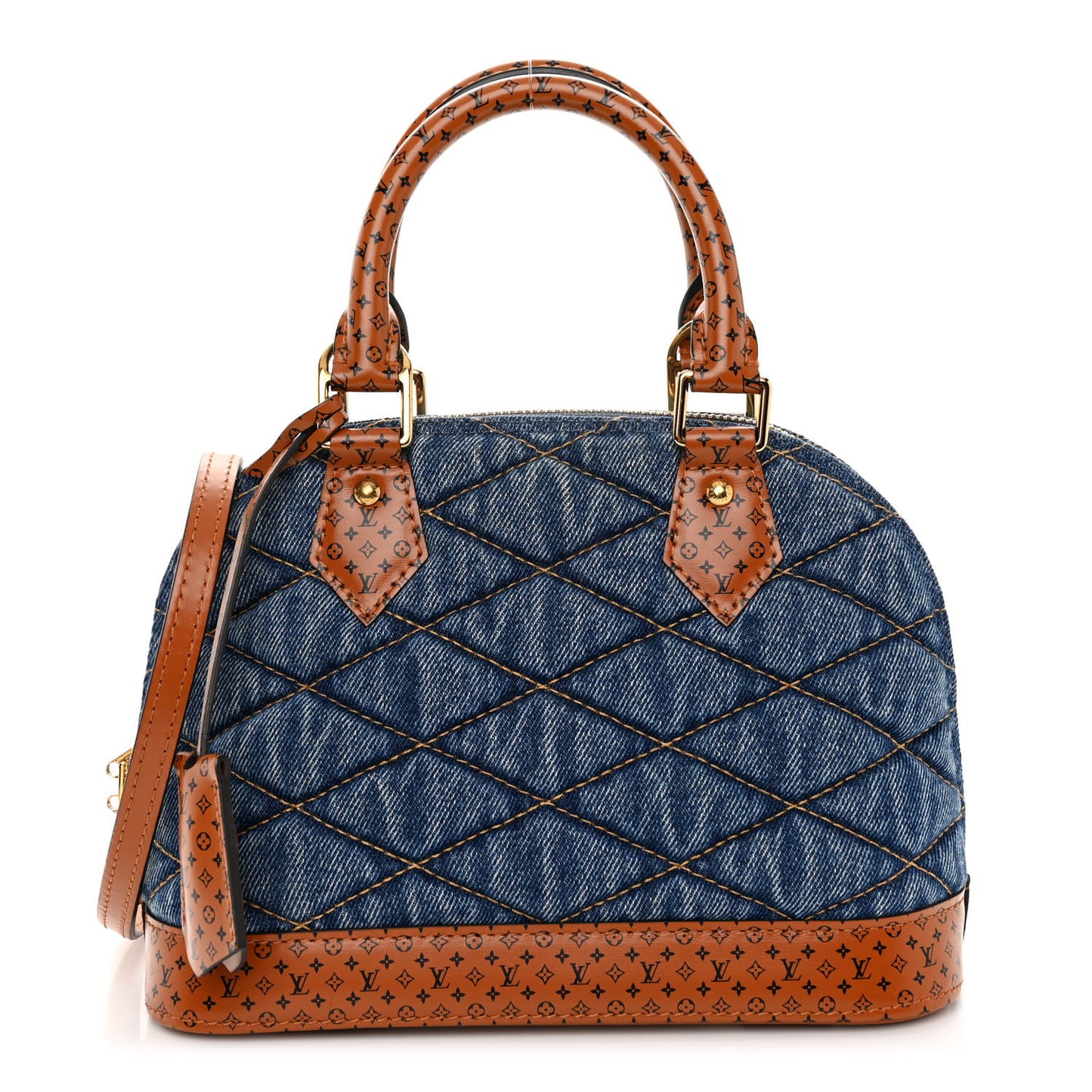 Denim Calfskin Reverse Monogram Malletage Alma BB Blue