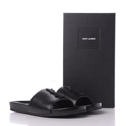 Saint Laurent Lambskin Joan Slide Sandals Black 10 of 10