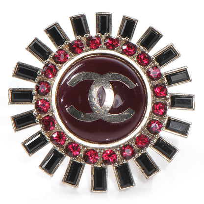 Chanel Enamel CC Crystal Baguette Ring 6.5 Gold 1 of 5