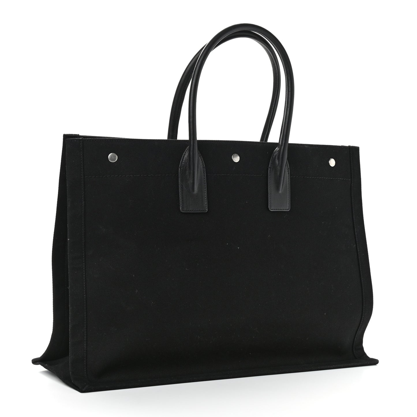 Linen Calfskin Rive Gauche Tote Black