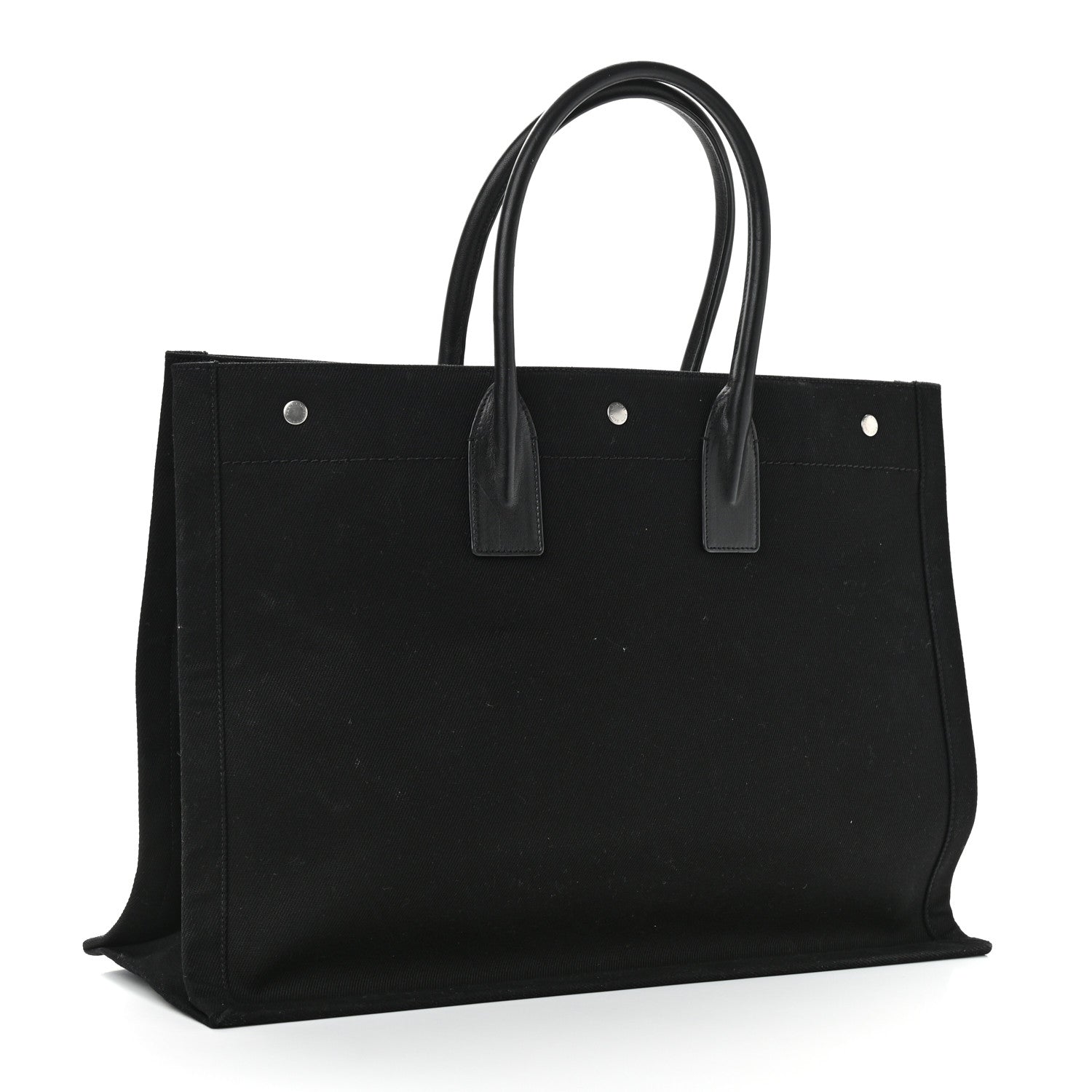 Saint Laurent Linen Calfskin Rive Gauche Tote Black 3 of 10