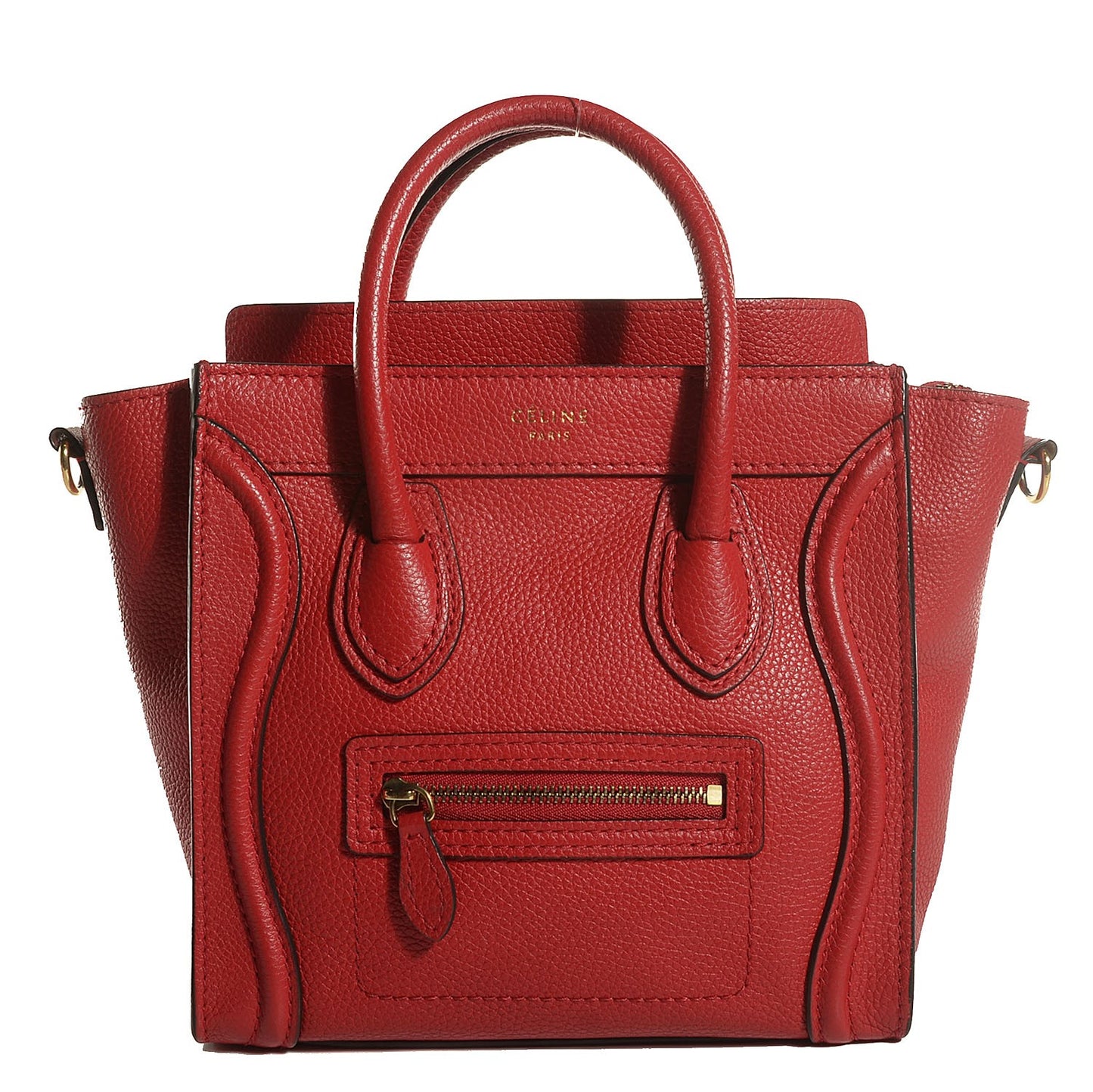 Drummed Calfskin Nano Luggage Coquelicot