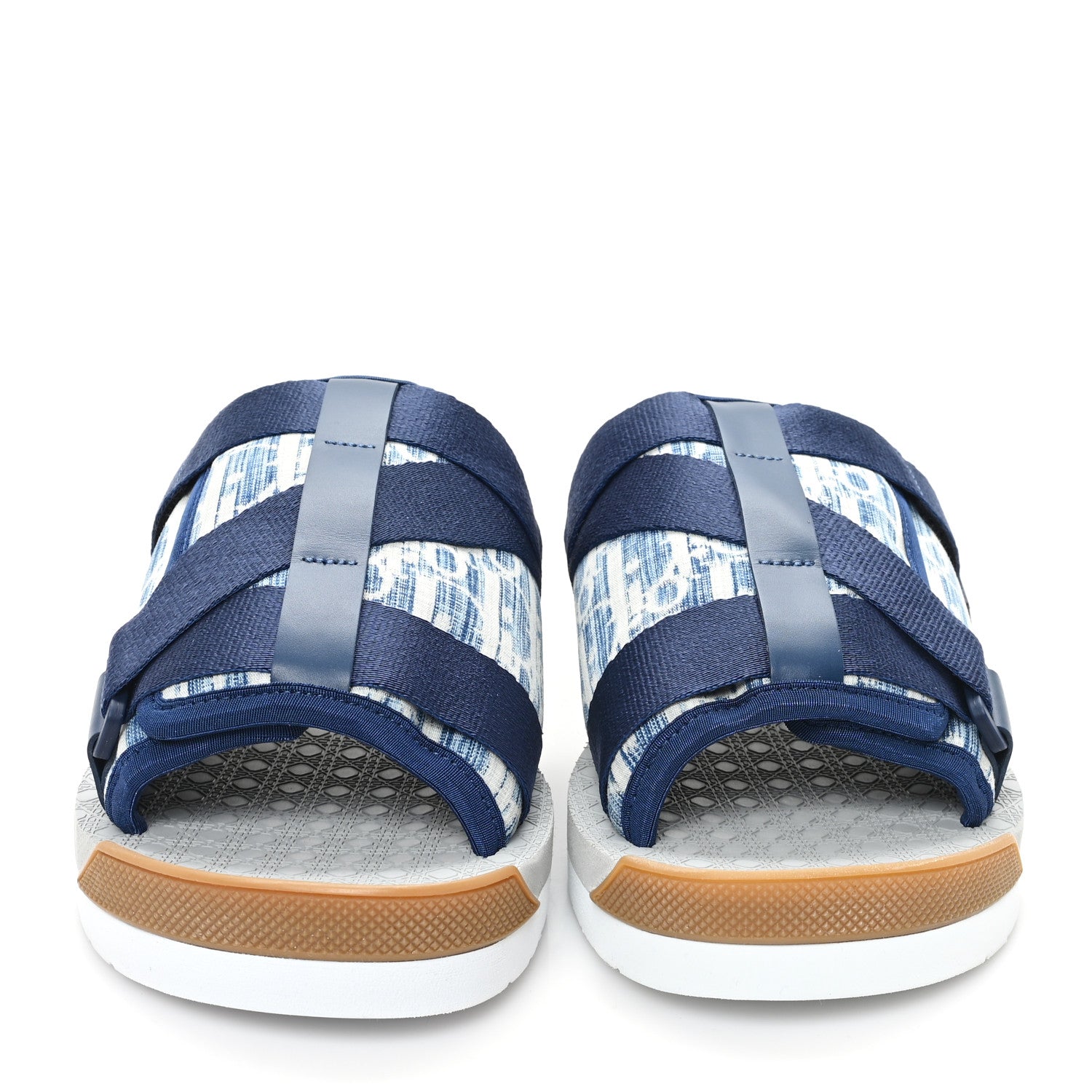 Christian Dior Oblique Jacquard Mens Alpha Sandals 40 Blue Denim