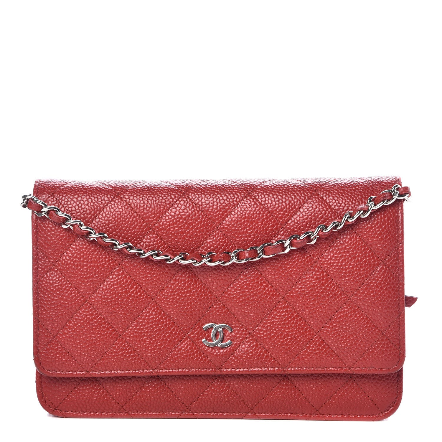 Chanel Caviar Quilted Wallet On Chain WOC Dark Red 1 of 12