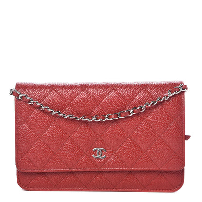 Chanel Caviar Quilted Wallet On Chain WOC Dark Red 1 of 12