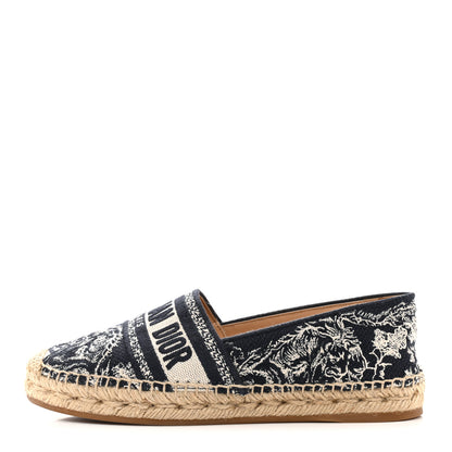 Christian Dior Embroidered Toile De Jouy Granville Espadrille 36 Off White Blue 1 of 11