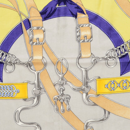 Hermes Cashmere Silk La Promenade Du Matin Shawl 140 Lavande Ciel Jaune 4 of 6