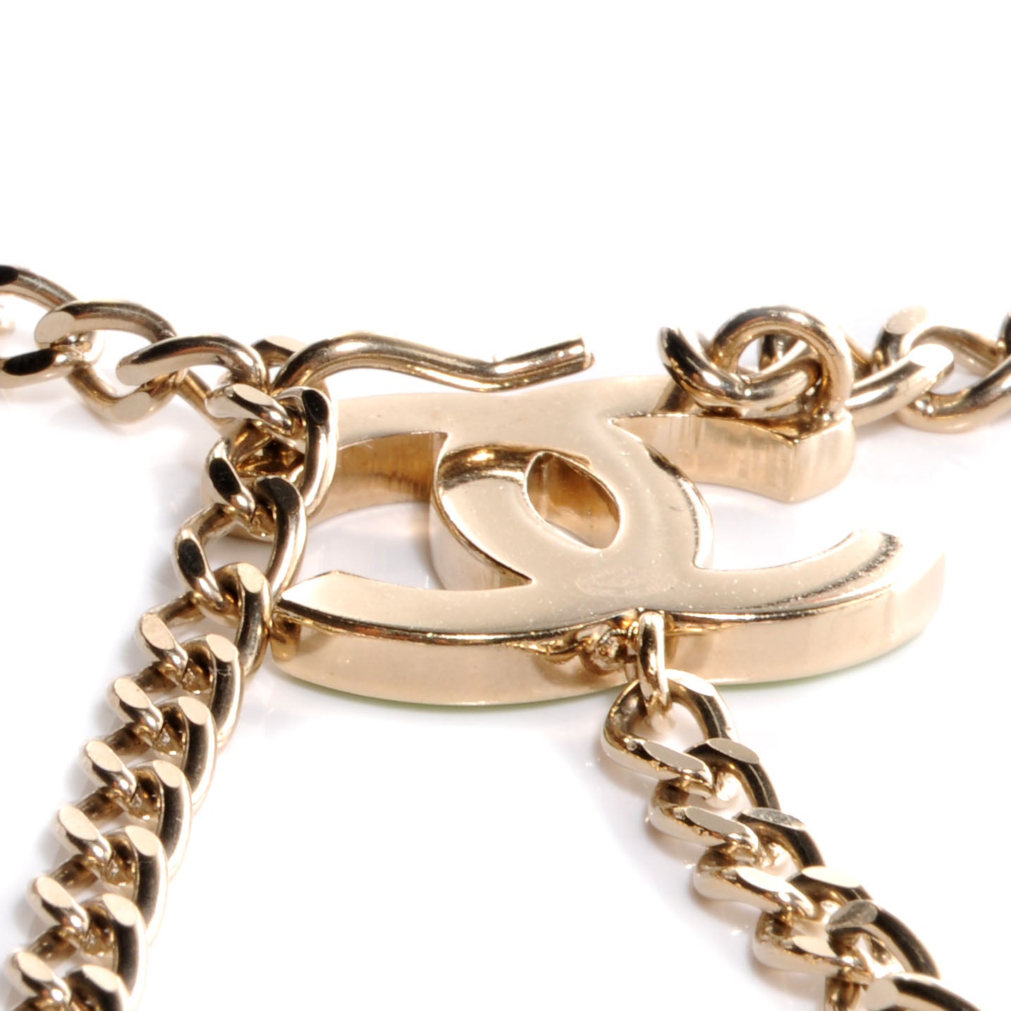 Enamel CC Chain Logo Belt Gold