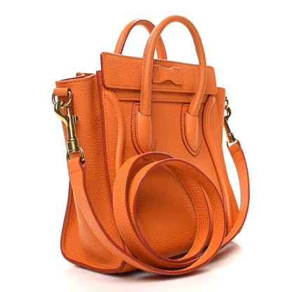 Celine Drummed Calfskin Nano Luggage Bright Orange 3 of 12