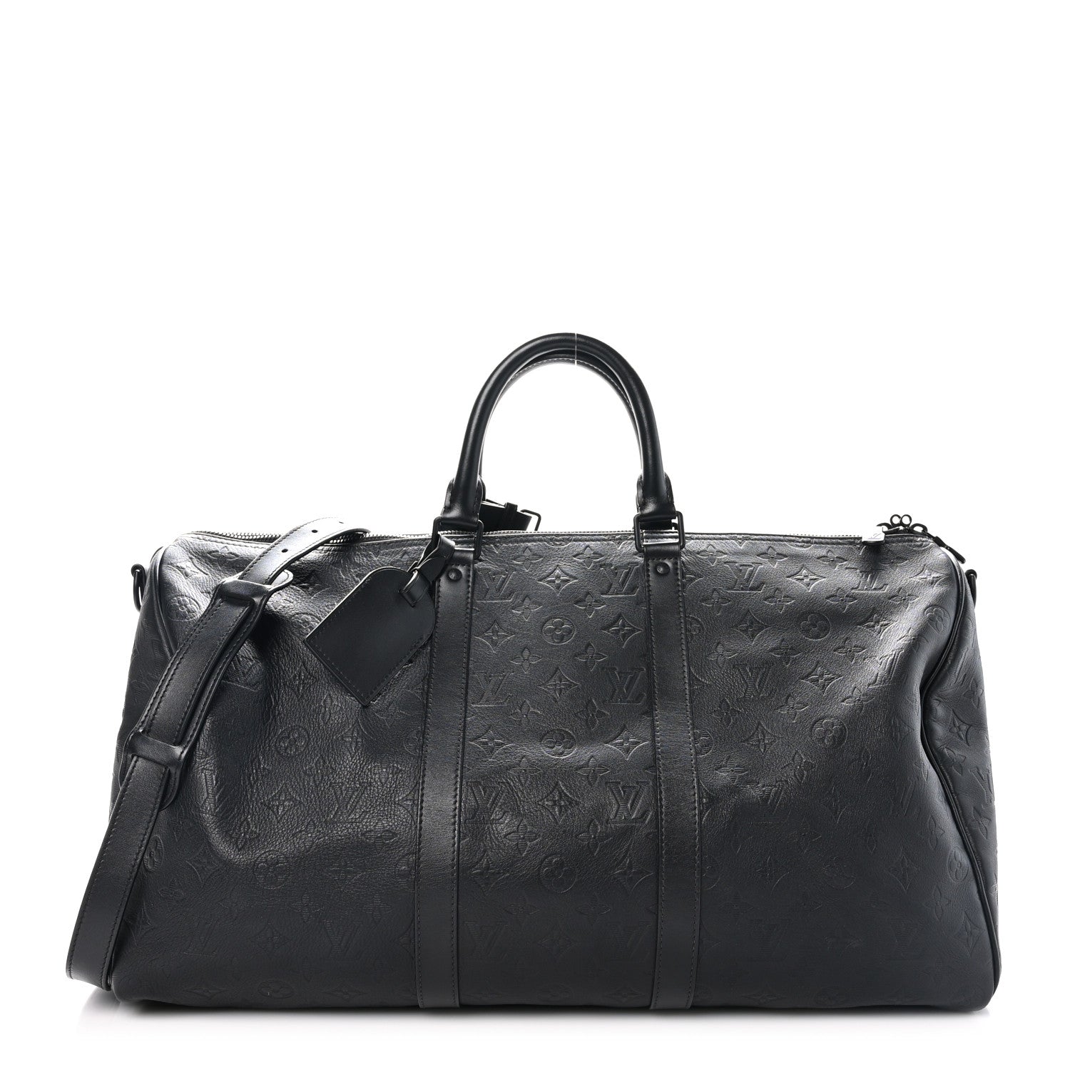 Louis Vuitton Calfskin Shadow Monogram Keepall Bandouliere 50 Black 1 of 10