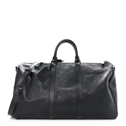 Louis Vuitton Calfskin Shadow Monogram Keepall Bandouliere 50 Black 1 of 10