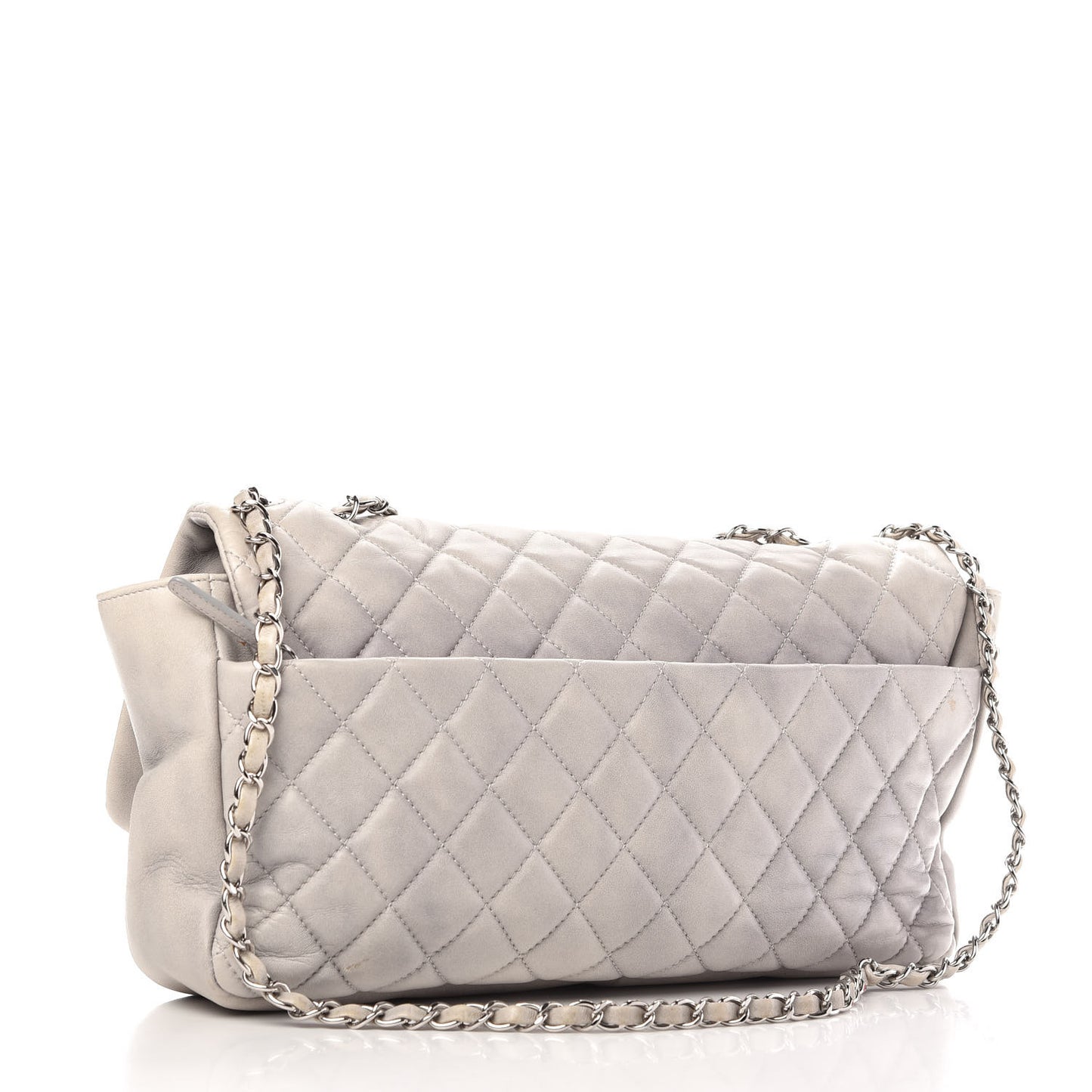 Lambskin Quilted Jumbo Coco Rain Flap Grey