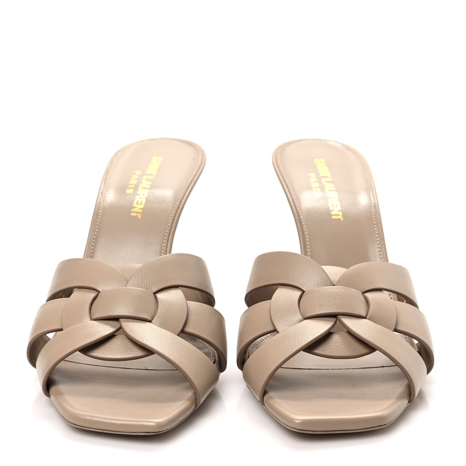 Saint Laurent Calfskin Tribute 85 Slide Sandals 36.5 Dark Beige 2 of 9