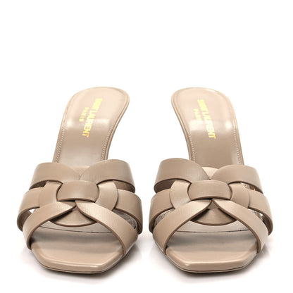 Saint Laurent Calfskin Tribute 85 Slide Sandals 36.5 Dark Beige 2 of 9