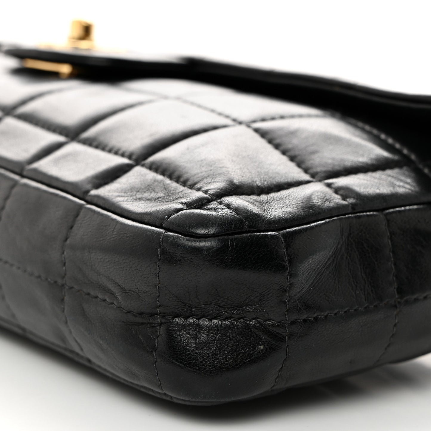 Lambskin East West Chocolate Bar Flap Black