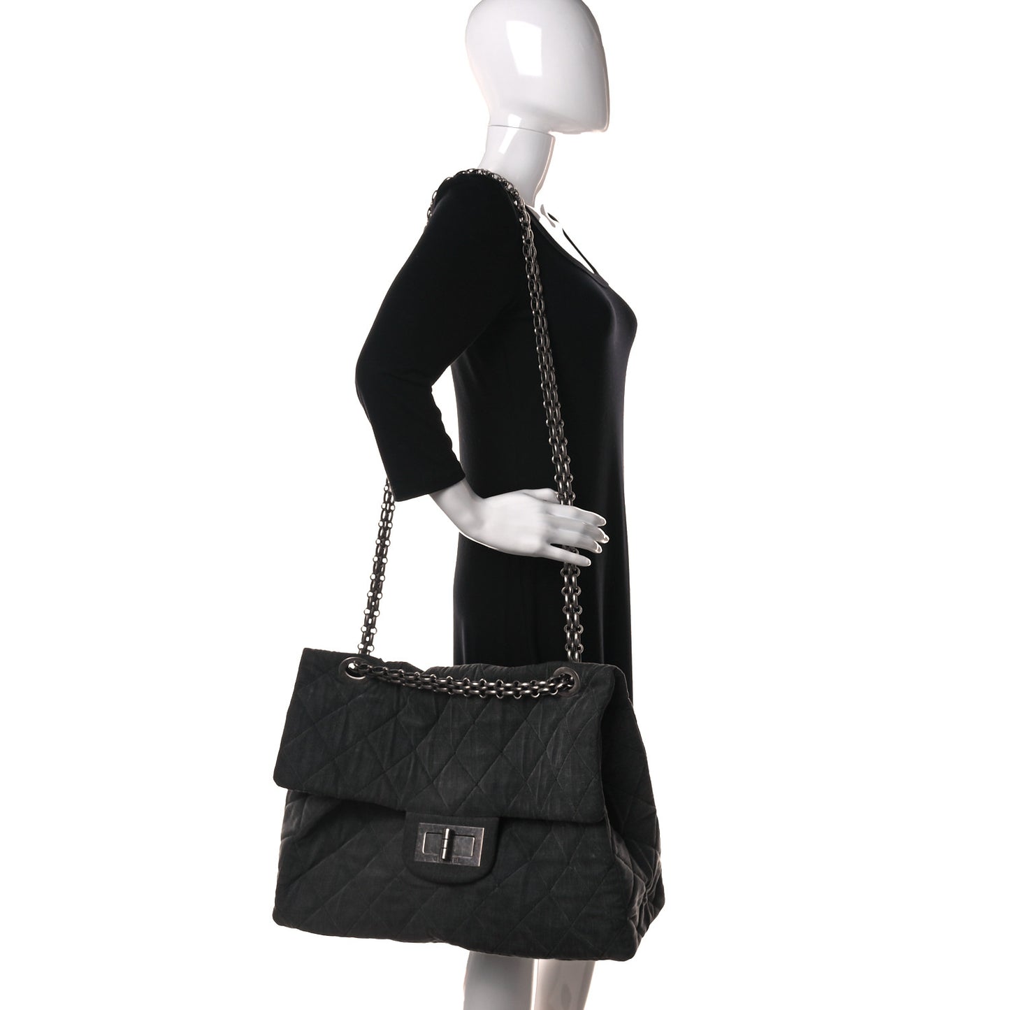 Denim Quilted XXL Reissue Flap Grey