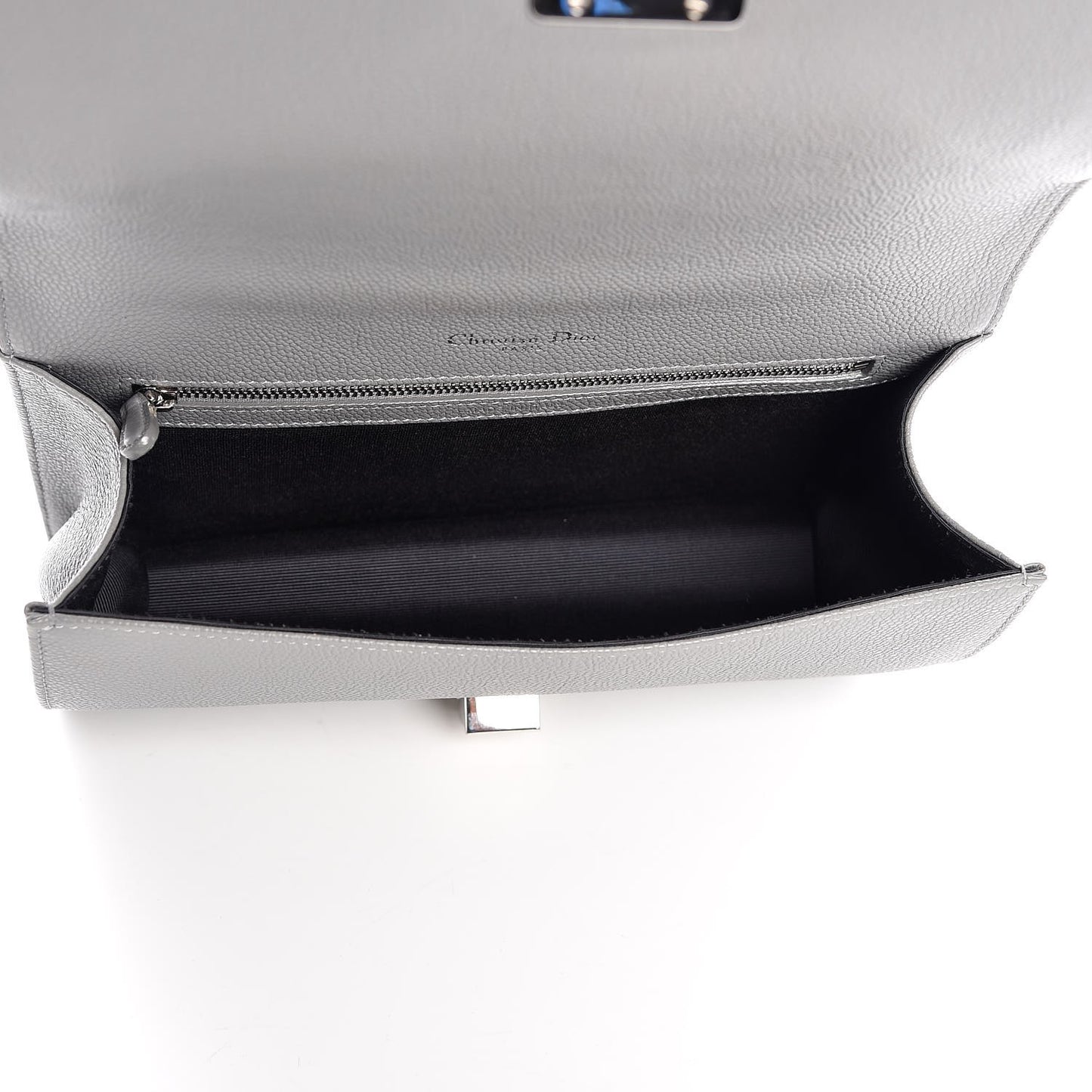 Grained Calfskin Medium Diorama Flap Bag Gris