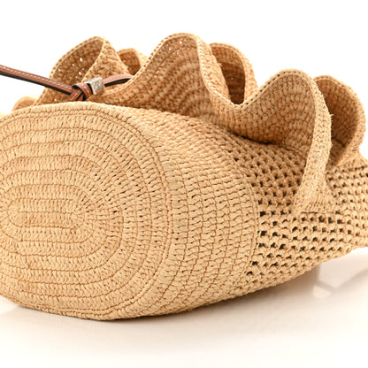 Loewe Raffia Calfskin Balloon Ruffles Bucket Bag Natural Tan 10 of 13
