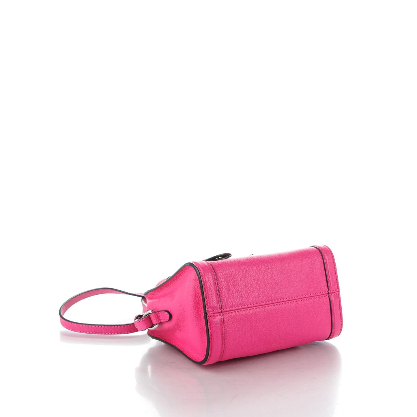 Grainy Calfskin Mini Padlock Zip Satchel Pink