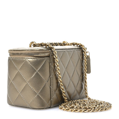 Chanel Metallic Lambskin Quilted Small CC Dynasty Vanity Case With Chain Gold 3 of 11