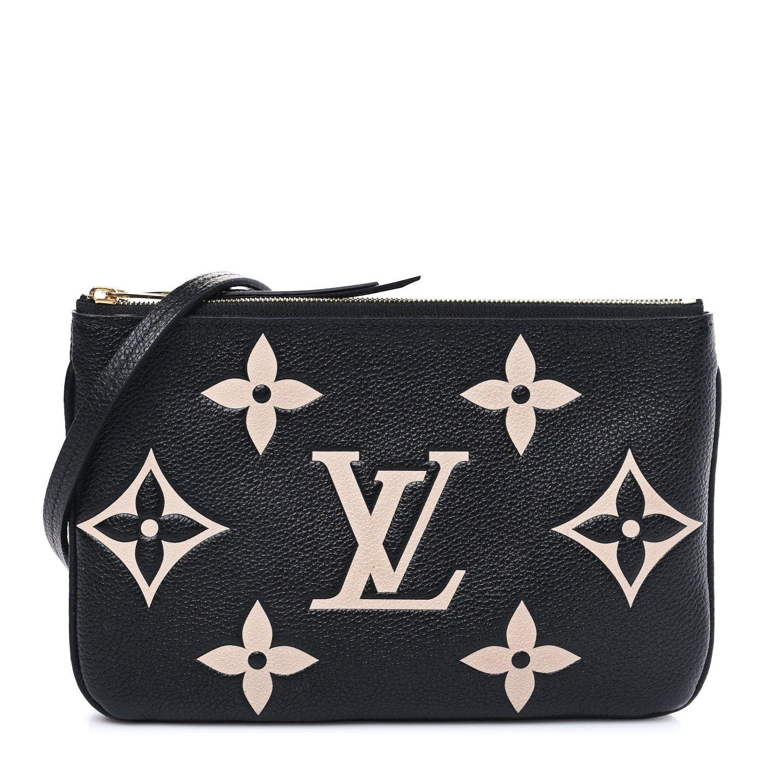 Louis Vuitton Empreinte Monogram Giant Double Zip Pochette Black Cream 1 of 9