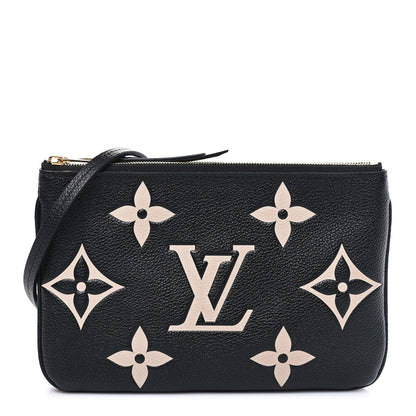 Louis Vuitton Empreinte Monogram Giant Double Zip Pochette Black Cream 1 of 9
