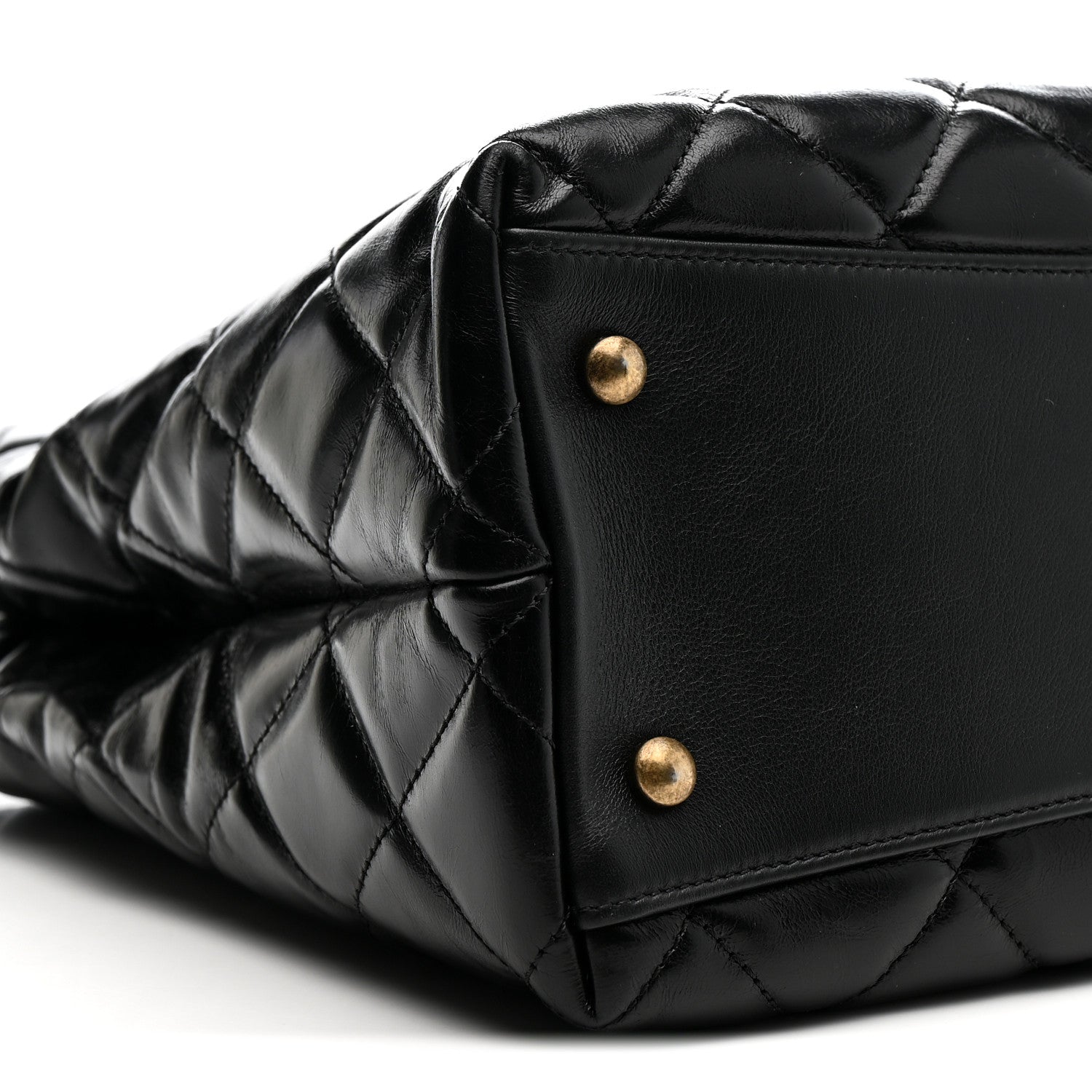 Chanel Glazed Calfskin Quilted Gold Bar Tote Black 10 of 13
