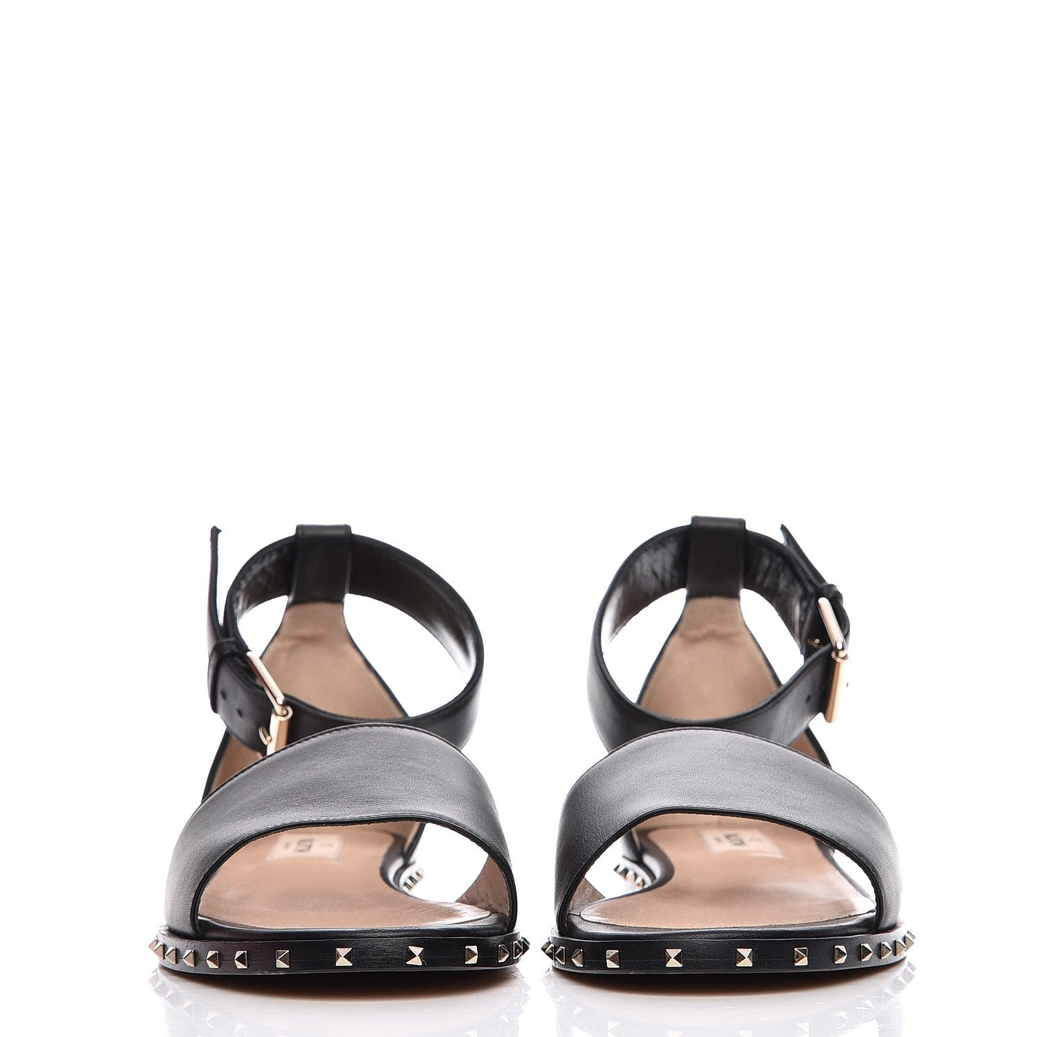 Valentino Garavani Nappa Soul Rockstud Ankle Strap Flat Sandals 38 Black 4 of 8