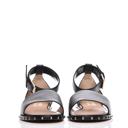 Valentino Garavani Nappa Soul Rockstud Ankle Strap Flat Sandals 38 Black 4 of 8